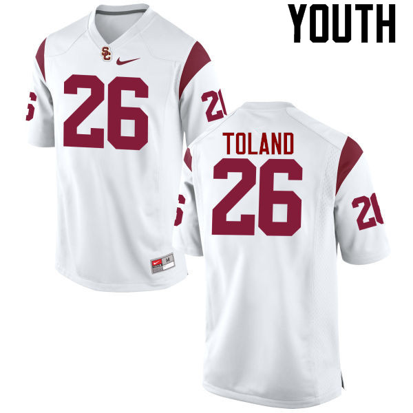Youth #26 James Toland IV USC Trojans College Football Jerseys-White